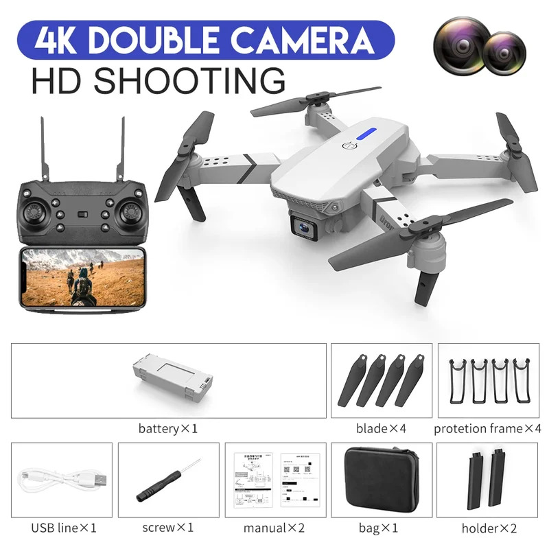 โดรนพับได้อัจฉริยะ E88 Pro รอง - Drone Camera Mount บทวิจารณ์และราคา